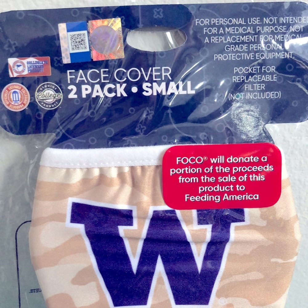 4x Washington Huskies Youth Masks FOCO NCAA Officially Licensed Product - Picture 5 of 6